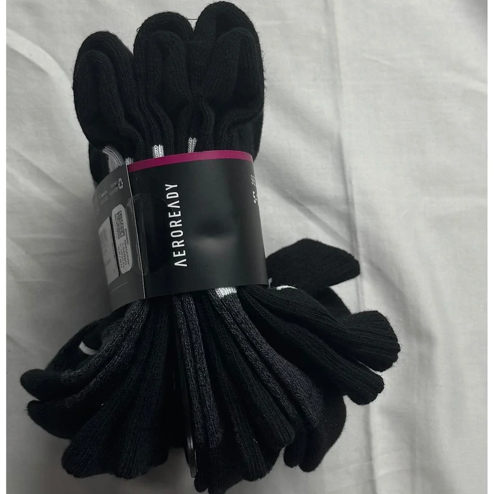 Adidas‎ Womens Cushioned Crew Socks 6 Pair Pack Black Aeroready Size 5-10